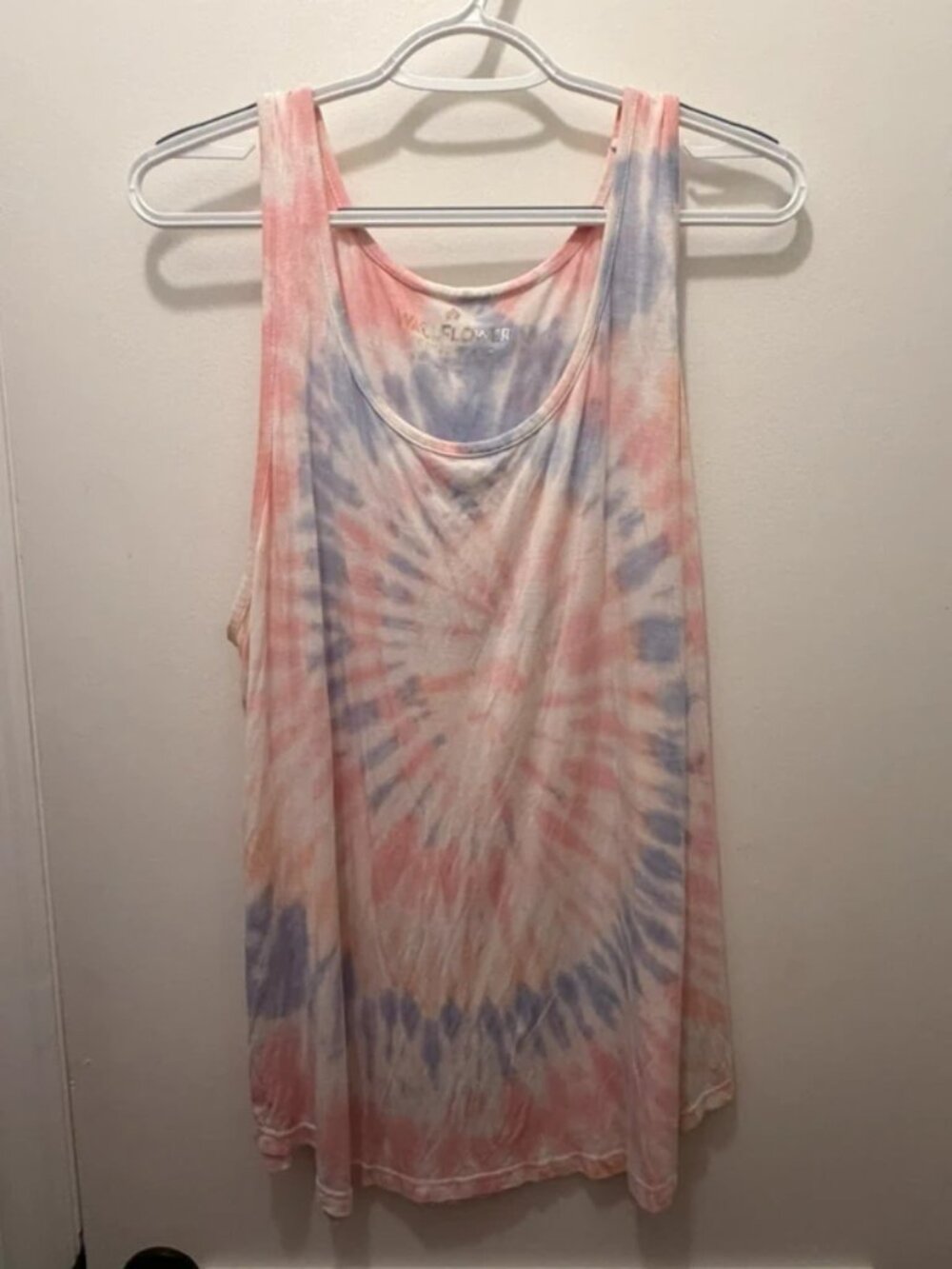 WallFlower Pastel Tie Dye Tank Top Pink Blue Swirl- Size 1XL